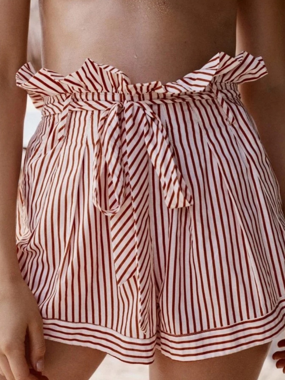 FOR LOVE AND LEMONS "ISLA" STRIPED HIGH WAISTED SHORTS SIZE SMALL
